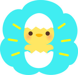 卵の殻をかぶったヒヨコ