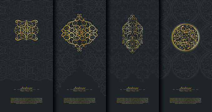 Pattern islamic element classy arabesque background template collection vector