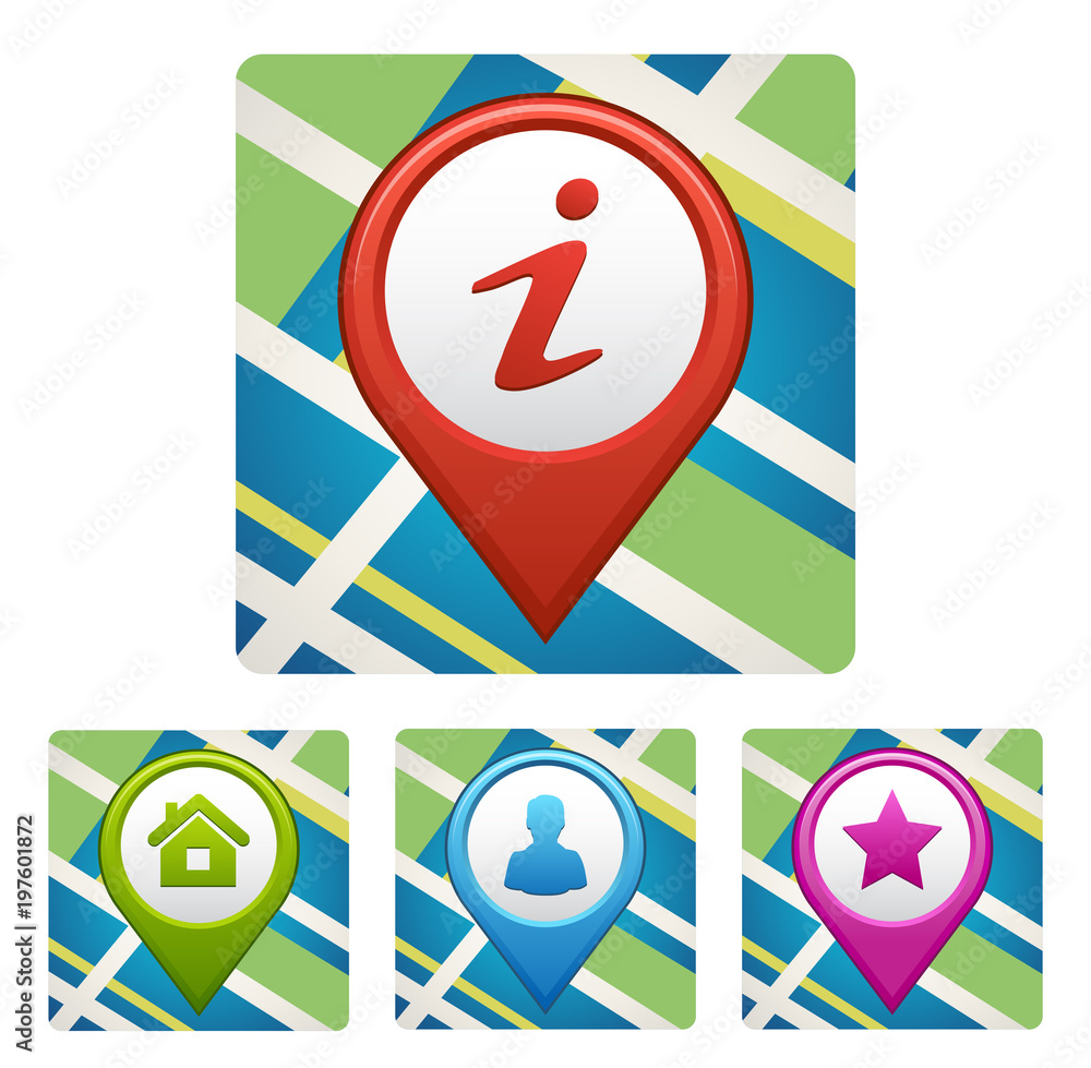 Poster map pin style modern icon, pointer minimal vector symbol, marker sign.