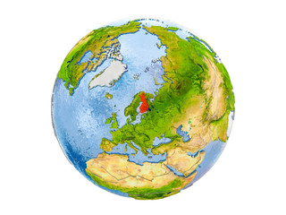 Fototapeta premium Finland on globe isolated