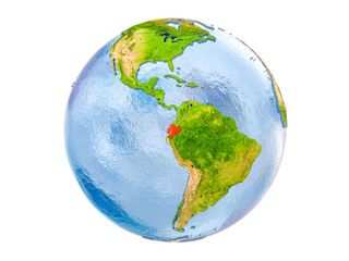Ecuador on globe isolated