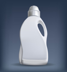 Household chemicals blank plastic bottles with handle and bent tip realistic vector