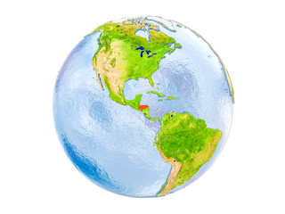 Honduras on globe isolated