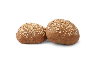 Two round sandwish buns with cereal strew