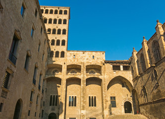 King's Martin Watchtower in King Square. Gothic Quarter in Barcelona, Catalonia, Spain