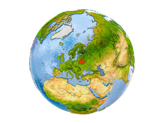 Belarus on globe isolated