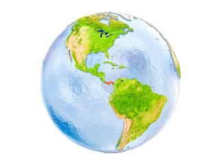 Panama on globe isolated