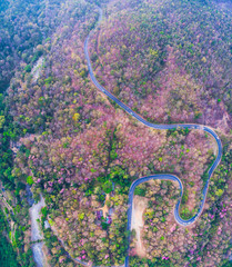 aerial photography above Mae Sa waterfall in Doi Suthep and  Doi Pui national park,Chiang Mai,Thailand