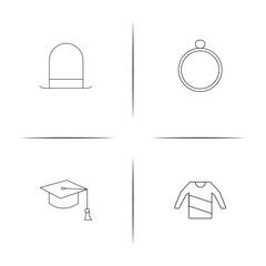 Dress And Clothes simple linear icons set. Outlined vector icons