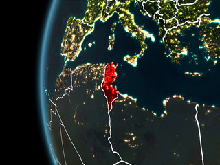 Tunisia from space at night