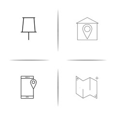 Maps And Navigation simple linear icons set. Outlined vector icons