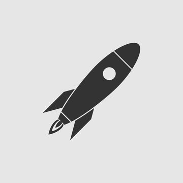Rocket vector icon isolated on grey background