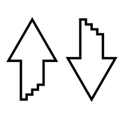 Two arrows with sumulation 3d effect for upload and download icon black color illustration flat style simple image