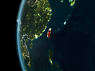 Taiwan from space at night