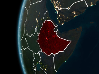 Ethiopia from space at night