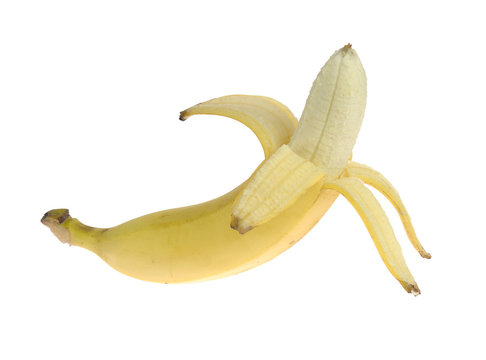 Open banana. Isolated on white background