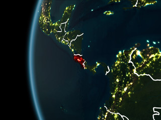 Costa Rica from space at night