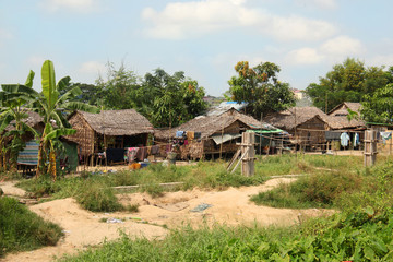 Fototapeta na wymiar Typical houses of local village of Myanmar, Bhurma.