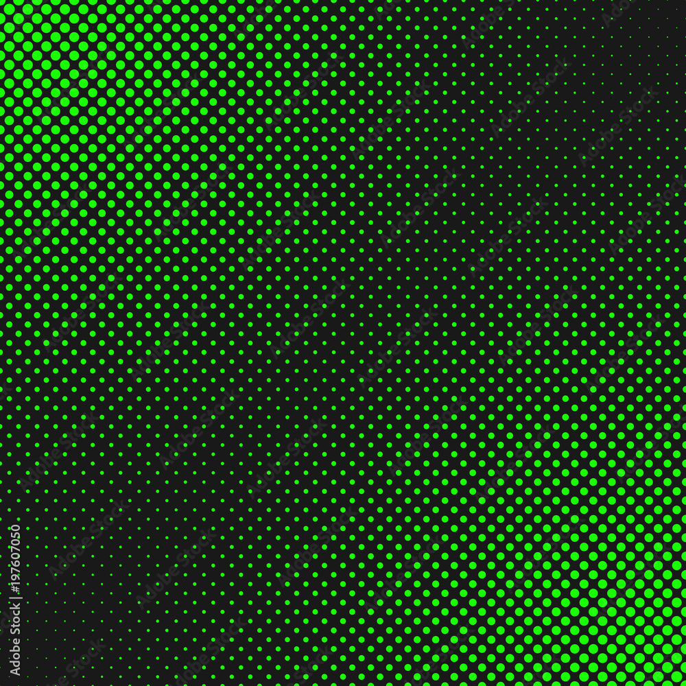Poster retro halftone dot pattern background - abstract vector graphic from green circles in varying sizes