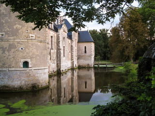 Fototapeta na wymiar Wasserschloß mit Wassergraben an der Loire