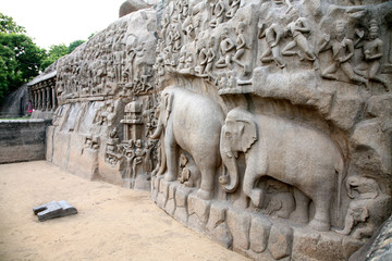 Arjuna´s Buße, Elefantenrelief, Mahabalipuram