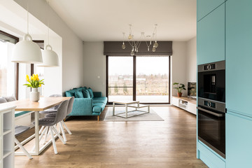 Window in blue open space