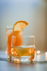 Alcohol drinks on light background 