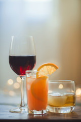 Alcohol drinks on light background 