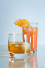 Alcohol drinks on light background 