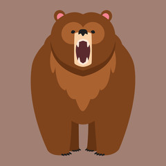 Brown bear vector funny happy animal cartoon predator cute character illustration