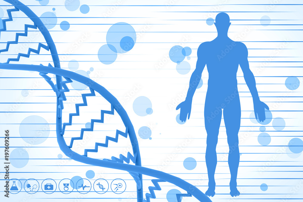 Poster 3d render of dna structure, abstract background