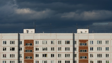 thunderous sky above the building