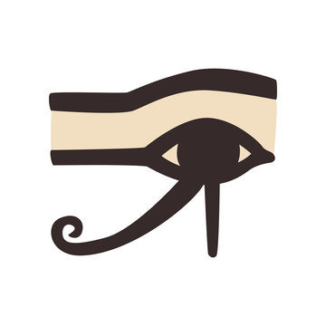 Wedjat or eye of Horus. Ancient Egyptian symbol of protection, royal power and good health. Flat vector element for decoration