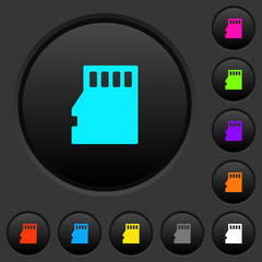 Micro SD memory card dark push buttons with color icons