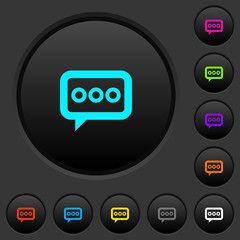 Working chat dark push buttons with color icons