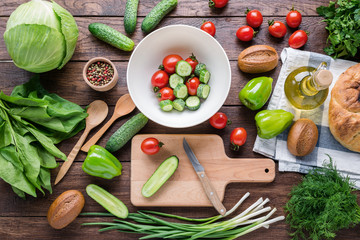 preparation of vegetable salad