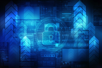 2d illustration Safety concept: Closed Padlock on digital background
