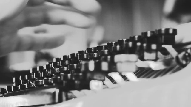 black and white Creative typewriter shots in many different style, colors, mood, B&W. Beautiful close-ups, beautiful retro style shots