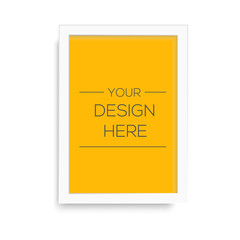 Realistic white wooden photo frame. Vector.