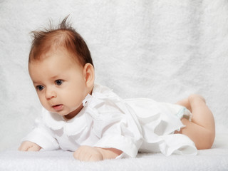 studio portrait three month old babyb