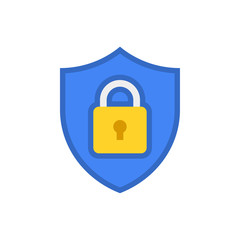 Shield with padlock and check mark. Modern flat vector icon