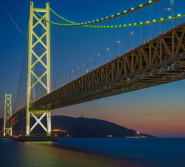 黄昏明石海峡大橋