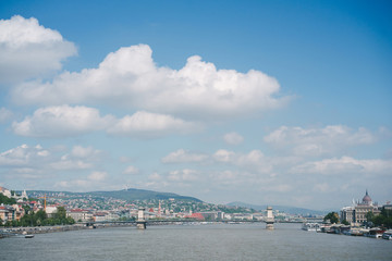Fototapeta premium building of Hungarian parliament on river bank in Budapest, Hungary