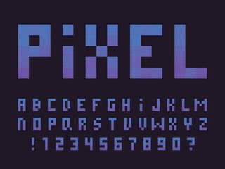Gradient pixel font. Vector alphabet 