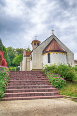 Naklejka premium Belgrade, Serbia May 06, 2017: Church of the Serbian Saints' Parliament (Crkva Sabora Srpskih Svetitelja) in Karaburma, Belgrade