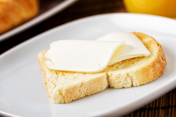 Slice of bread with butter