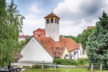 Naklejka premium Belgrade, Serbia May 06, 2017: Church of the Serbian Saints' Parliament (Crkva Sabora Srpskih Svetitelja) in Karaburma, Belgrade