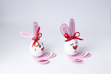 Funny easter eggs boy and girl