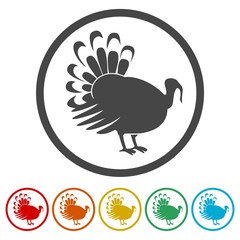 Turkey silhouette icon, 6 Colors Included