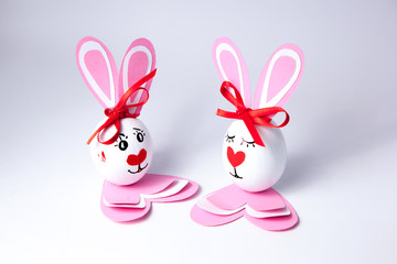 Funny easter eggs boy and girl